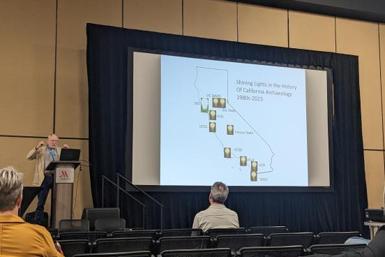 Dr. Terry Jones (Professor of Anthropology, Cal Poly SLO) presenting at SCA conference
