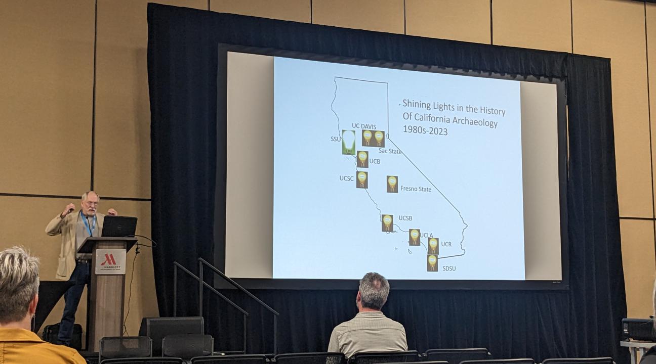 Dr. Terry Jones (Professor of Anthropology, Cal Poly SLO) presenting at SCA conference