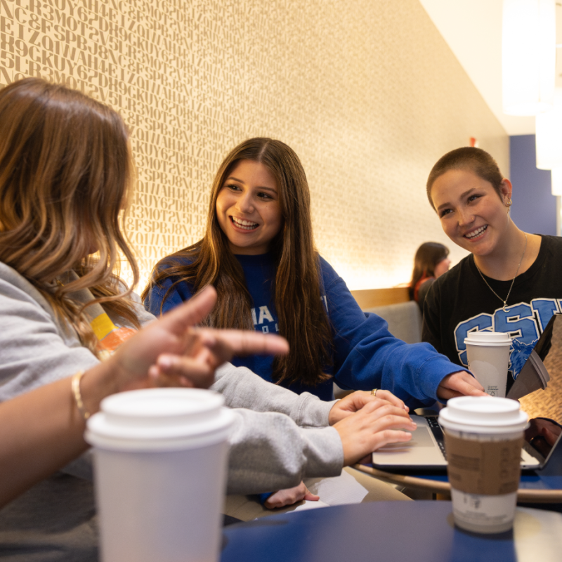 Students talking at the coffee shop